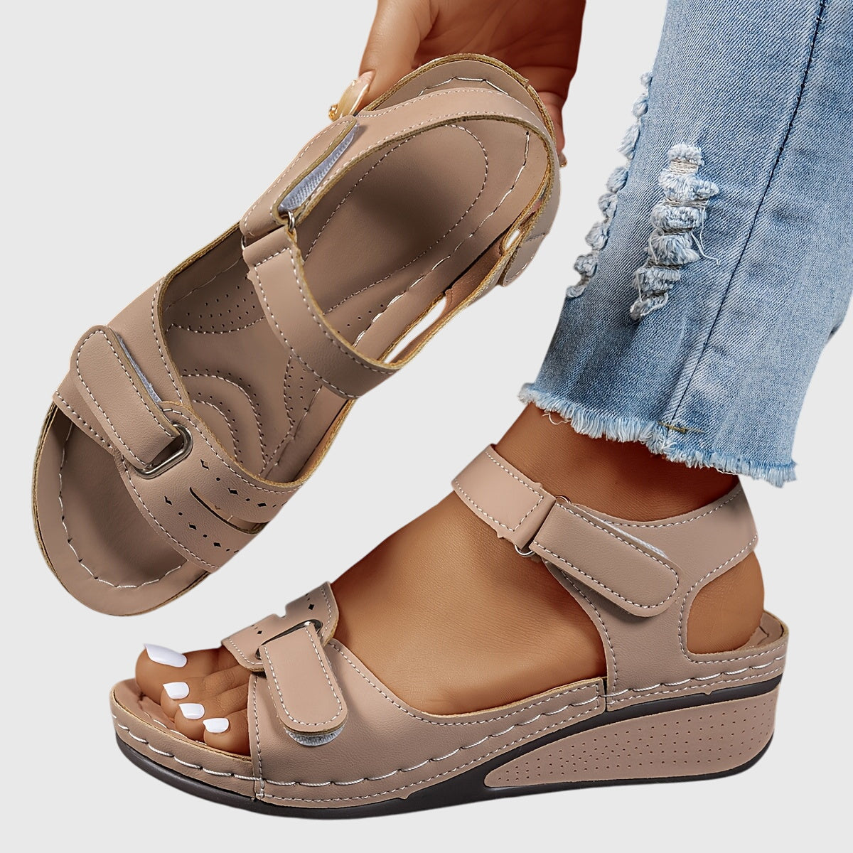 Adjustable Strap Wedge Sandals
