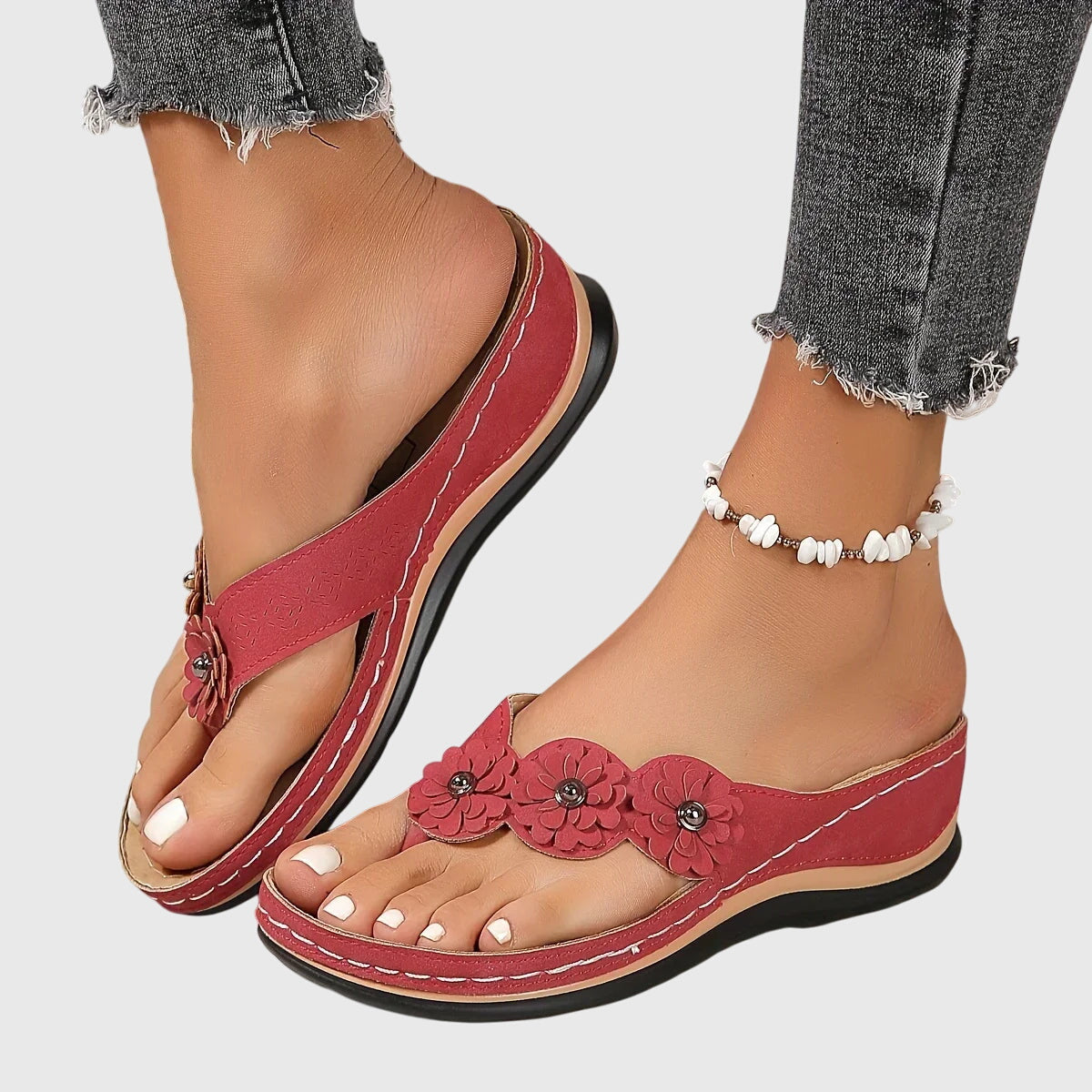 Comfortable Wedge Sandals for Women with Floral Strap Style