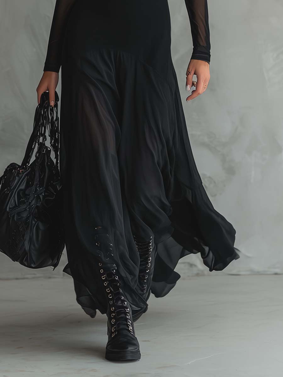 Elegant Black Going Out Dress for Women with Black Tie Formal Style