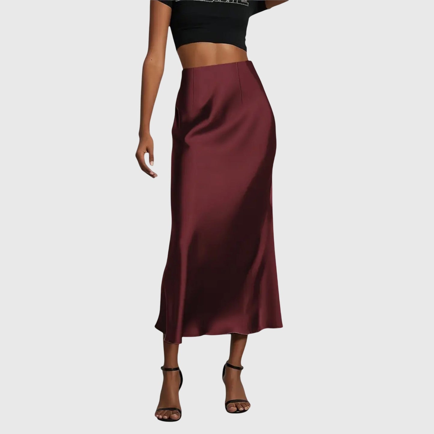Elegant Maxi Skirt for Women with High Waist Satin Bias Cut Slip Fitted Casual Going Out Style