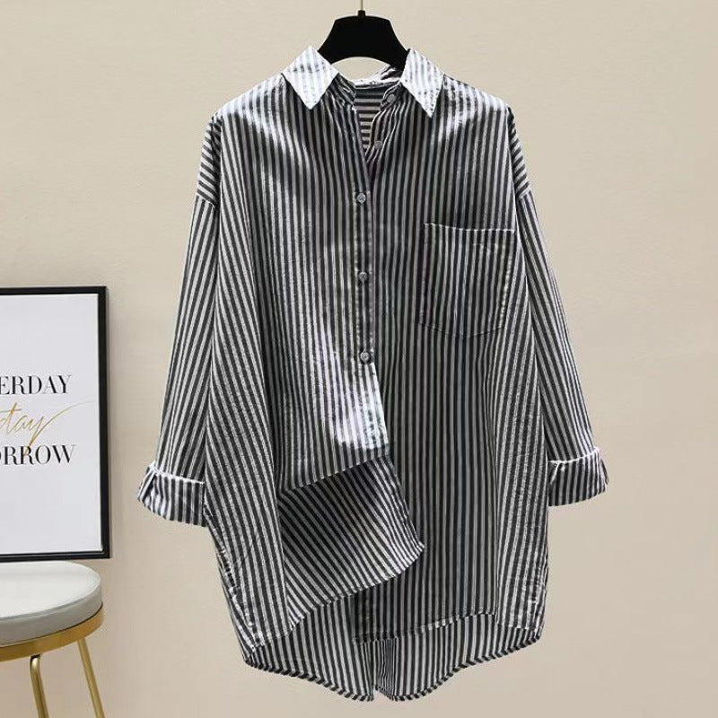 Effortless Striped Button Down Blouse for Women