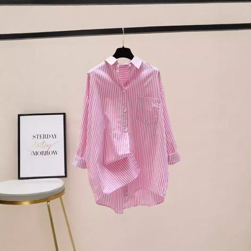 Effortless Striped Button Down Blouse for Women