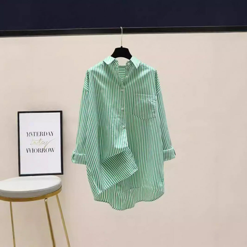 Effortless Striped Button Down Blouse for Women