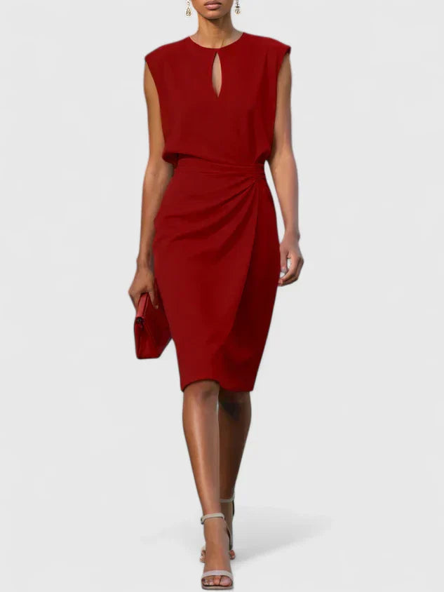 Sleeveless Wedding Guest Midi Dress with Side Slit