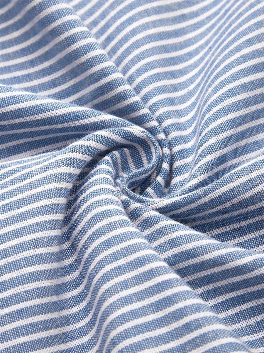 Comfortable Striped Midi Dress for Women with Short Sleeve Style