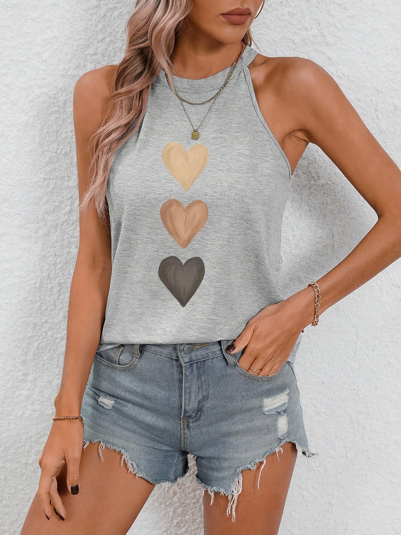 Stylish Halter Blouses for Women with Gradient Print Style