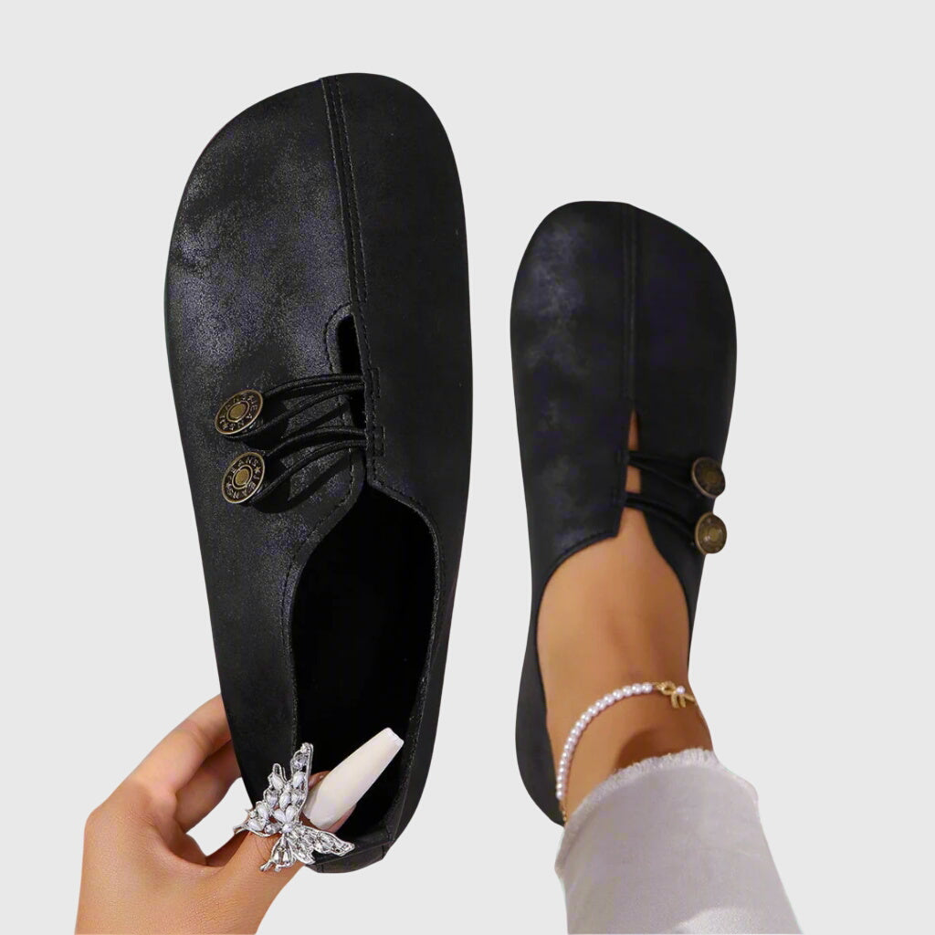 Comfortable Suede Flats with Buckle Detail