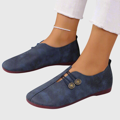 Comfortable Suede Flats with Buckle Detail