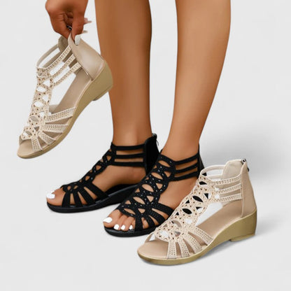 Cutout Wedge Sandals with Open Toe