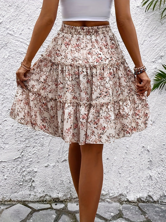 Stylish Floral Mini Skirt for Women with Ruffle Detail Style