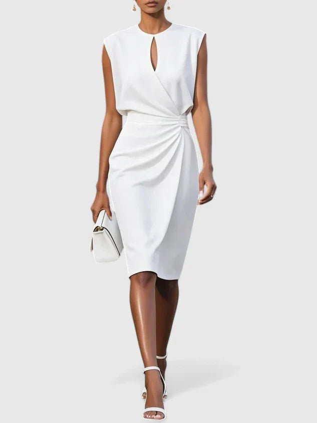 Sleeveless Wedding Guest Midi Dress with Side Slit
