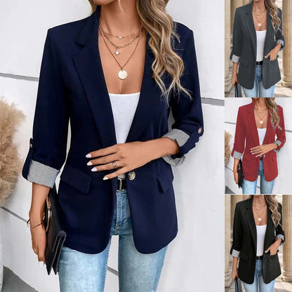 Elegant Open Front Blazer for Women with Notched Lapel Style