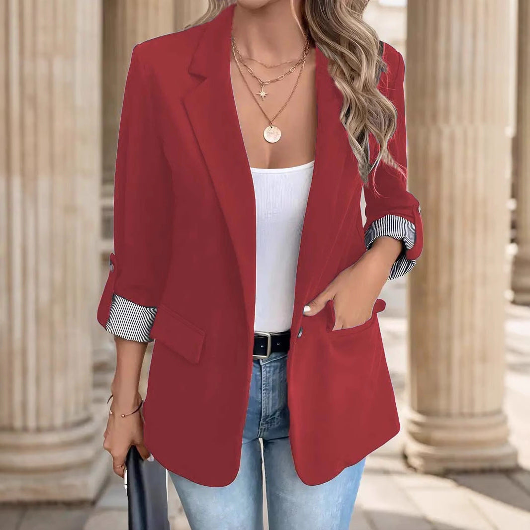 Elegant Open Front Blazer for Women with Notched Lapel Style