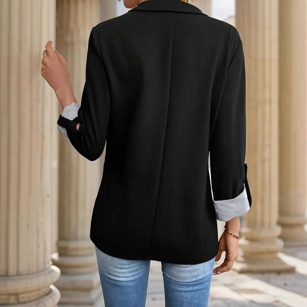 Elegant Open Front Blazer for Women with Notched Lapel Style