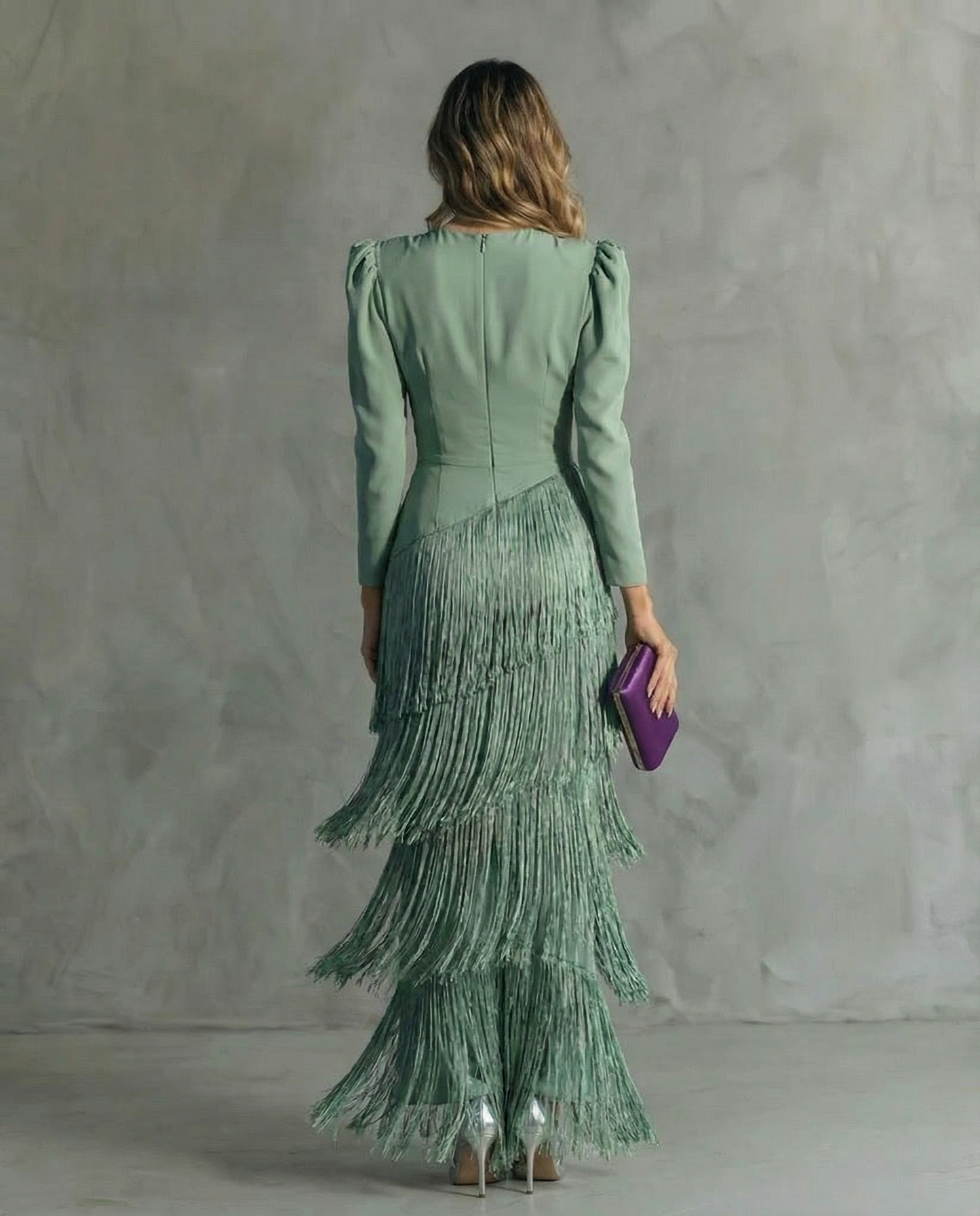 Elegant Fringe Maxi Dress for Women with V Neck Style