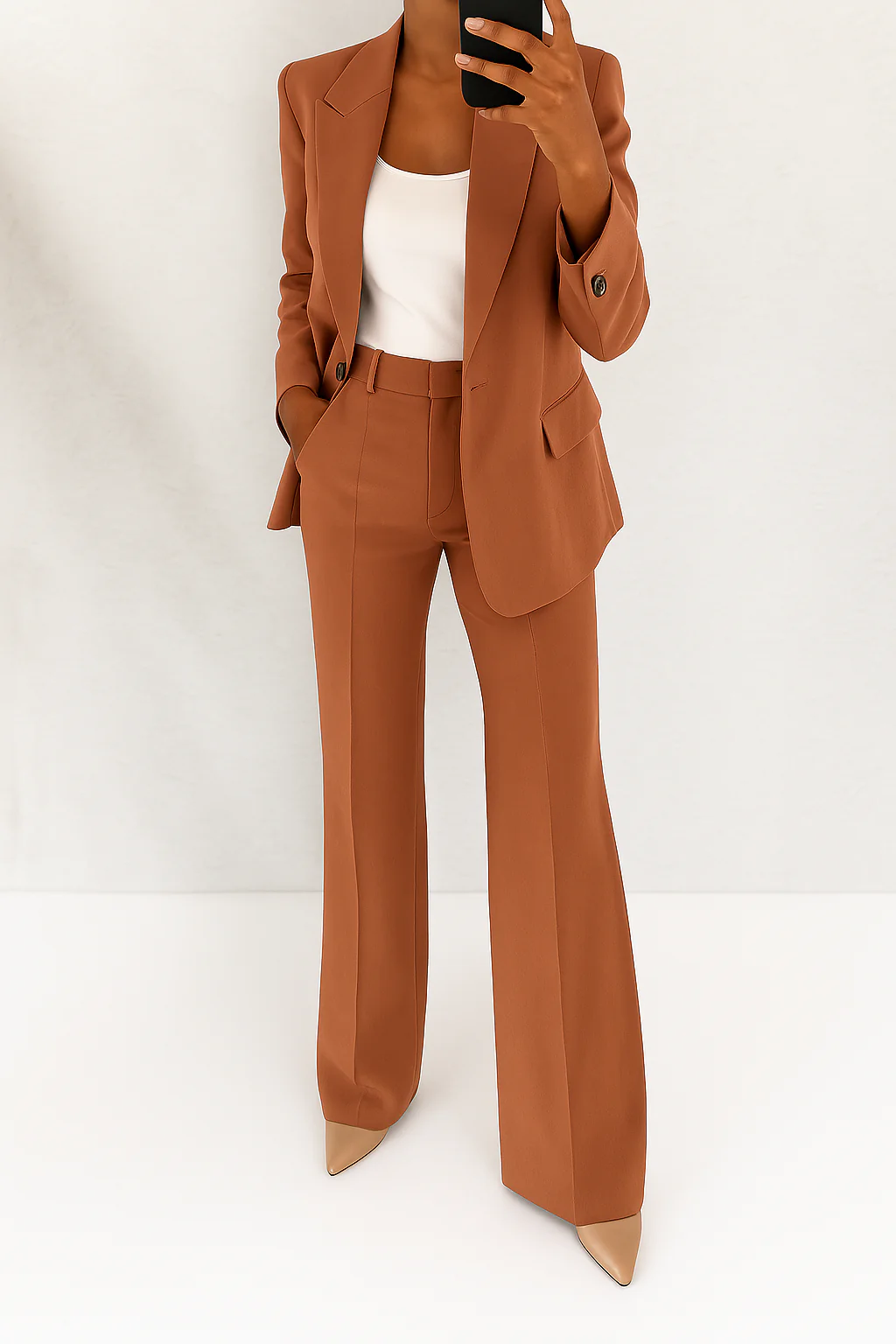 Tailored Pant Suit with Blazer and Wide Leg Pants