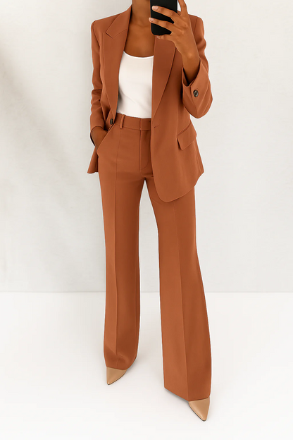 Tailored Pant Suit with Blazer and Wide Leg Pants