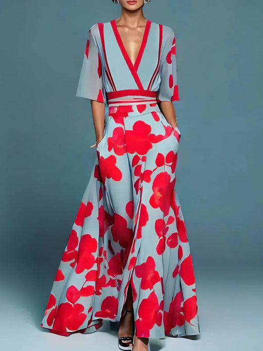 Elegant Red Maxi Dress for Women with Wedding Guest Dress Style