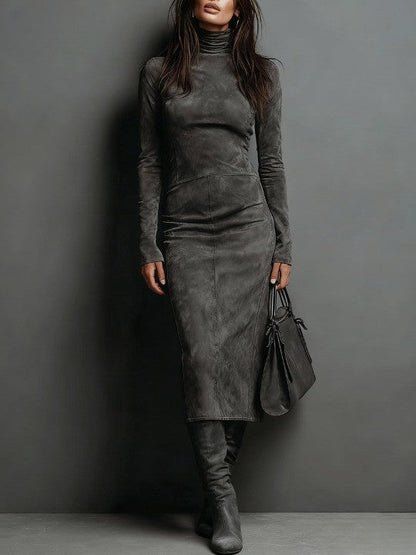 Elegant Suede Bandage Dress for Women with Wedding Guest Dress Style