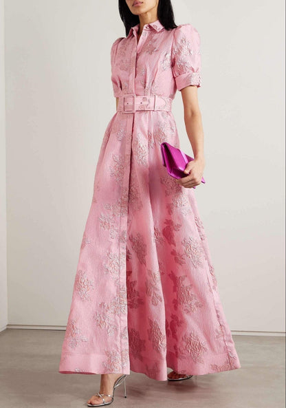 Elegant Pink Maxi Dress for Women with Formal Wedding Guest Style