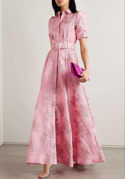 Elegant Pink Maxi Dress for Women with Formal Wedding Guest Style