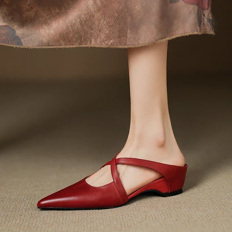 Elegant Red Flats for Women with Cross Strap Style