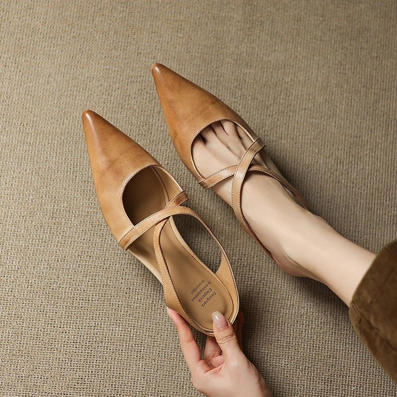 Elegant Red Flats for Women with Cross Strap Style