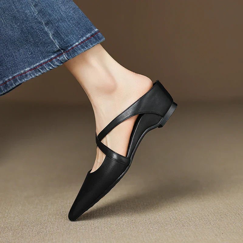 Elegant Red Flats for Women with Cross Strap Style
