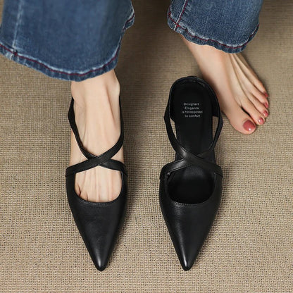 Elegant Red Flats for Women with Cross Strap Style