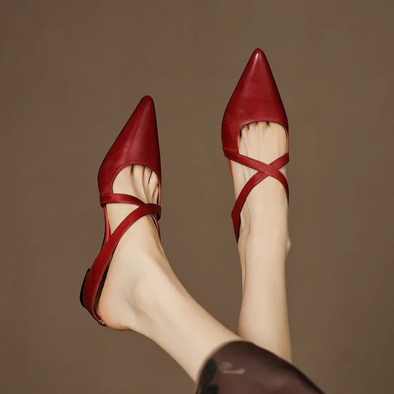 Elegant Red Flats for Women with Cross Strap Style