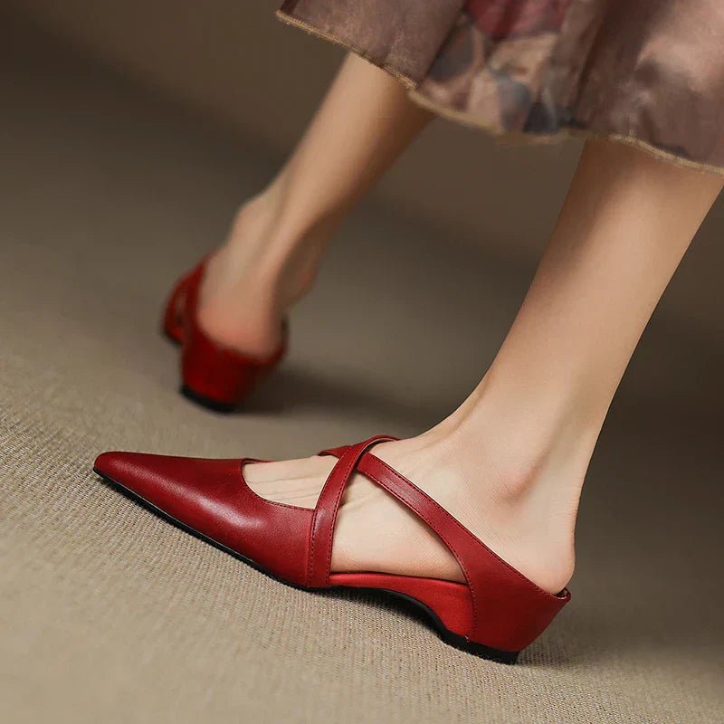 Elegant Red Flats for Women with Cross Strap Style