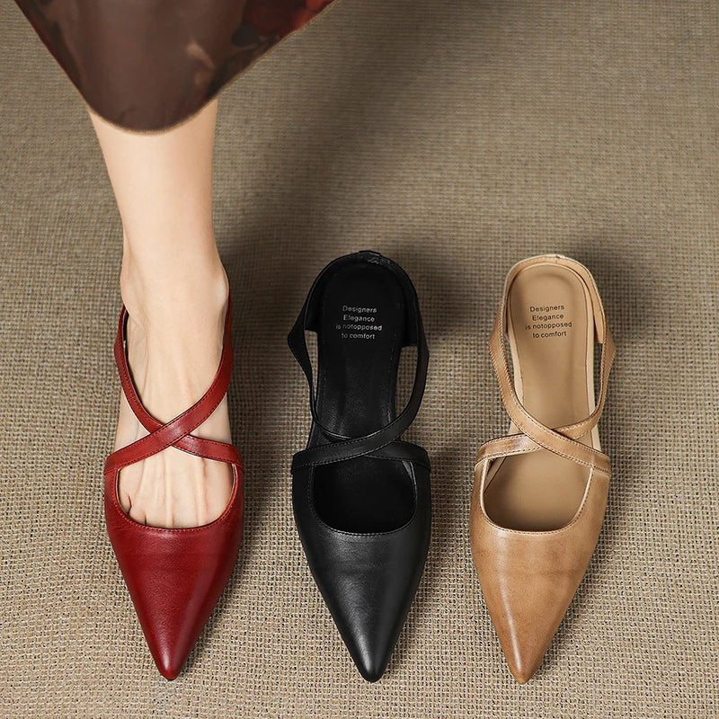 Elegant Red Flats for Women with Cross Strap Style