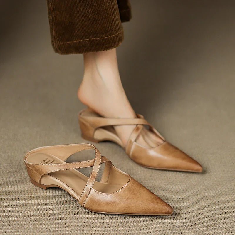 Elegant Red Flats for Women with Cross Strap Style