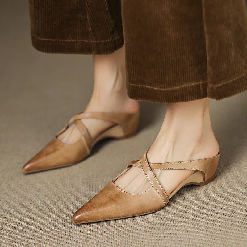 Elegant Red Flats for Women with Cross Strap Style