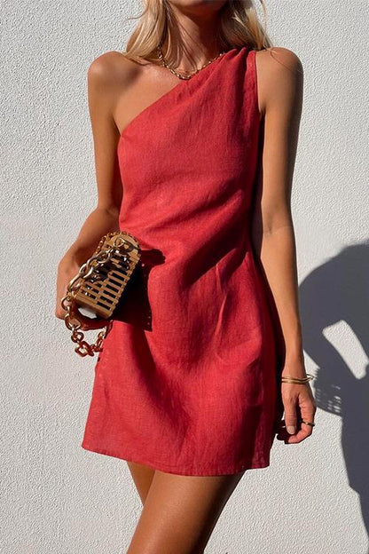 Elegant Mini Dress for Women with One Shoulder Style