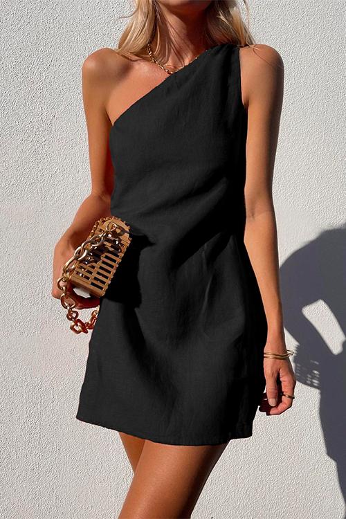 Elegant Mini Dress for Women with One Shoulder Style