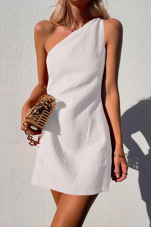 Elegant Mini Dress for Women with One Shoulder Style