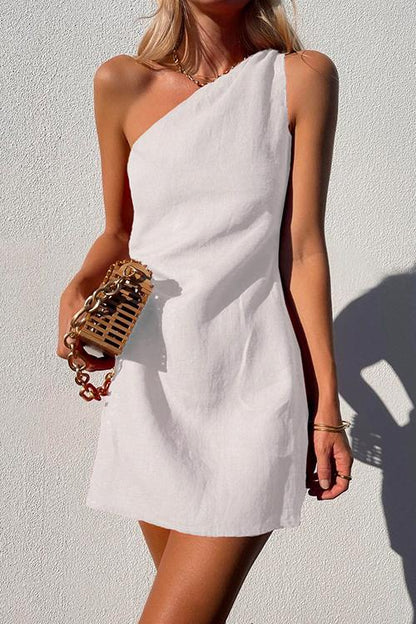 Elegant Mini Dress for Women with One Shoulder Style
