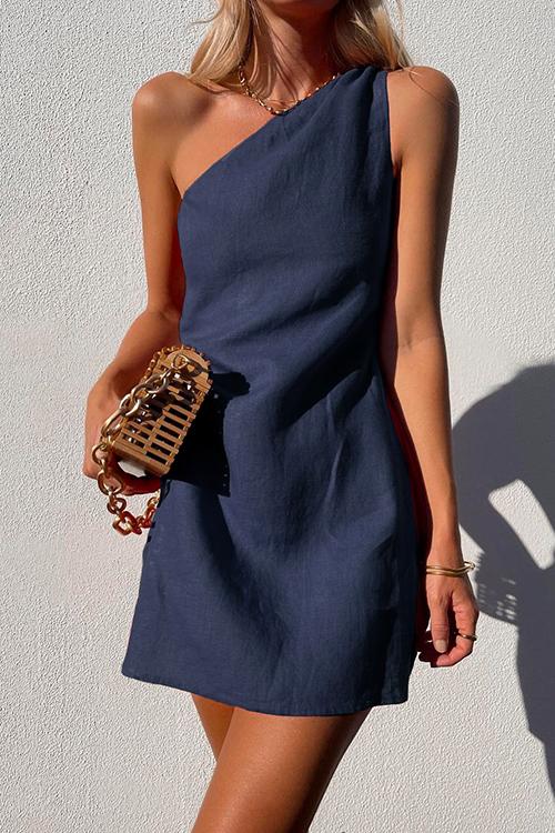 Elegant Mini Dress for Women with One Shoulder Style
