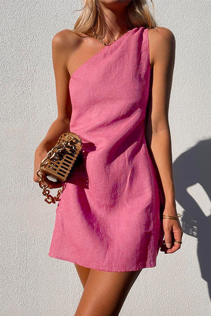 Elegant Mini Dress for Women with One Shoulder Style