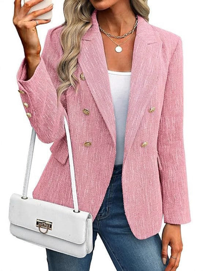 Elegant Tweed Blazer for Women with Double Breasted Style