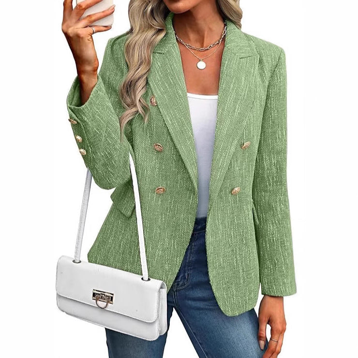 Elegant Tweed Blazer for Women with Double Breasted Style