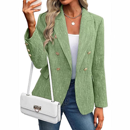 Elegant Tweed Blazer for Women with Double Breasted Style
