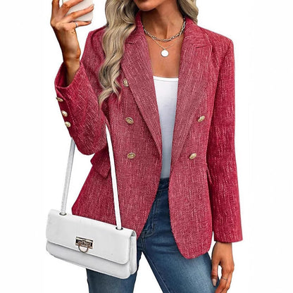 Elegant Tweed Blazer for Women with Double Breasted Style