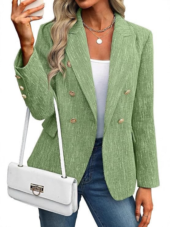 Elegant Tweed Blazer for Women with Double Breasted Style