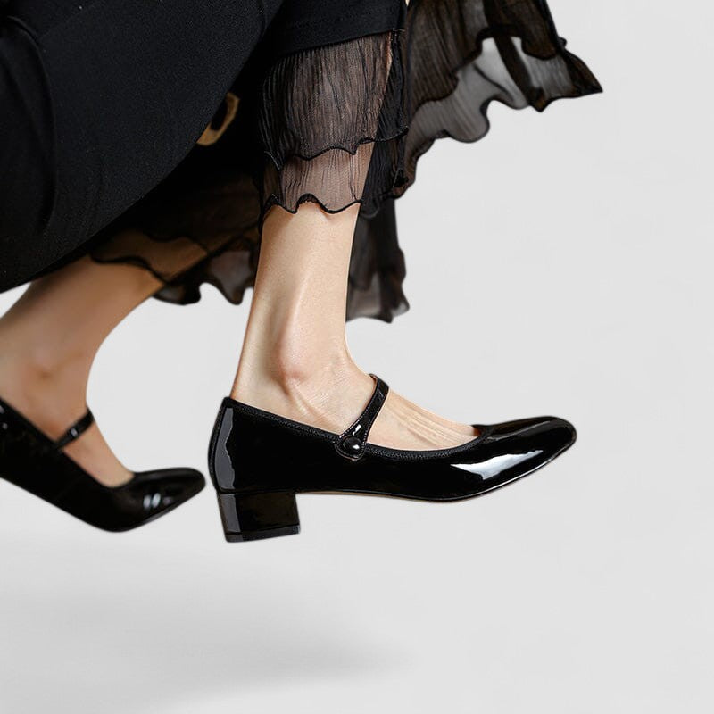 Elegant Mary Jane Shoes for Women with Patent Finish Style