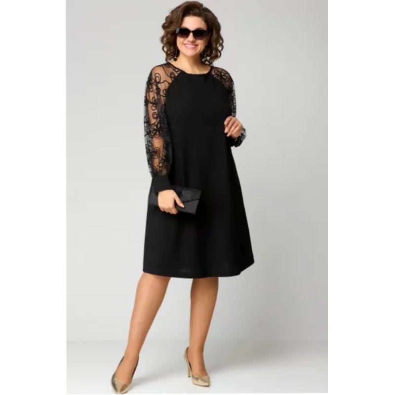 Elegant Black A Line Dress for Women with Wedding Guest Dress Style
