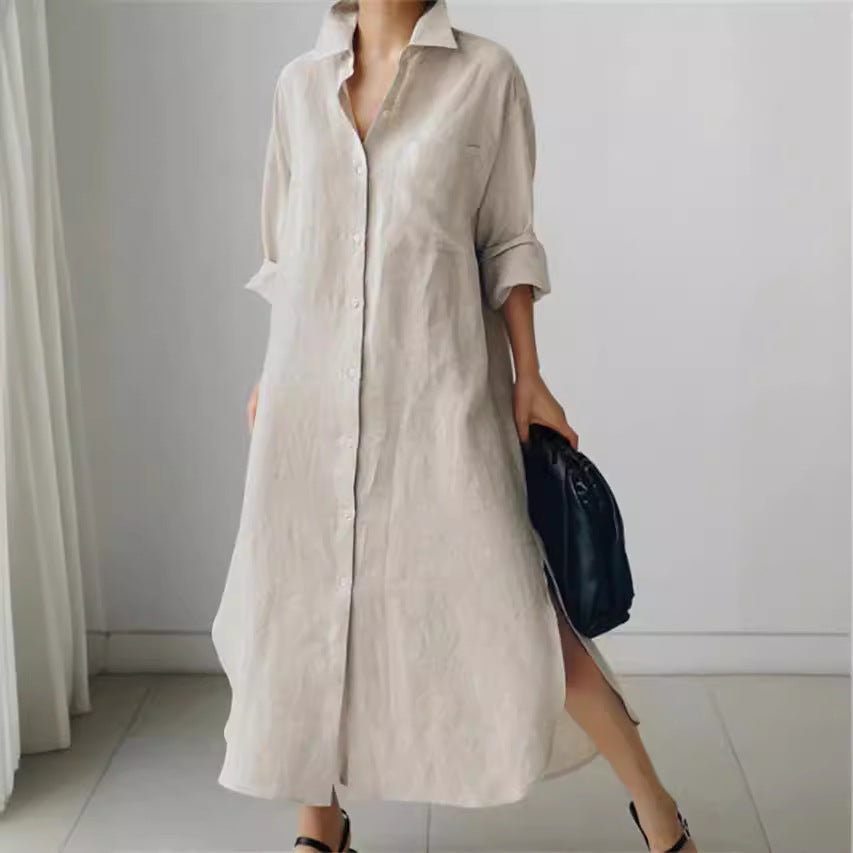 Effortless Linen Shirt Dress for Women with Button Down Style