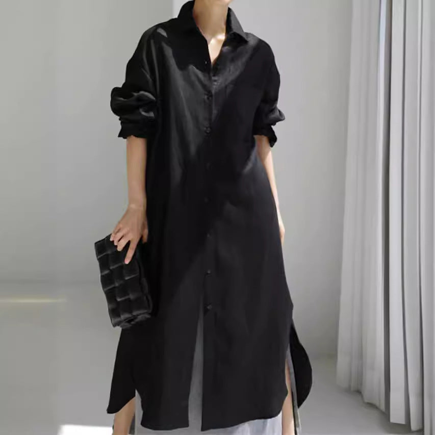 Effortless Linen Shirt Dress for Women with Button Down Style