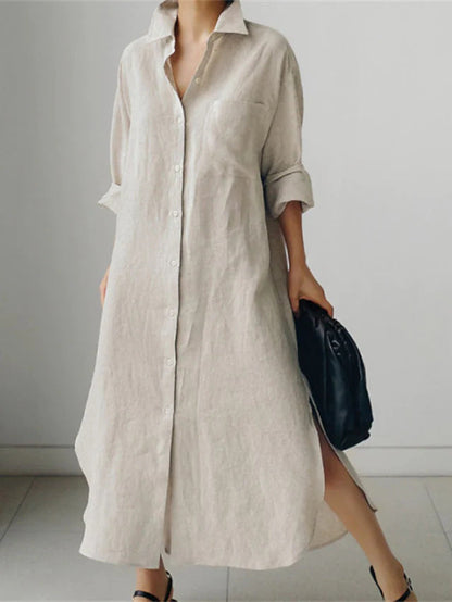 Effortless Linen Shirt Dress for Women with Button Down Style